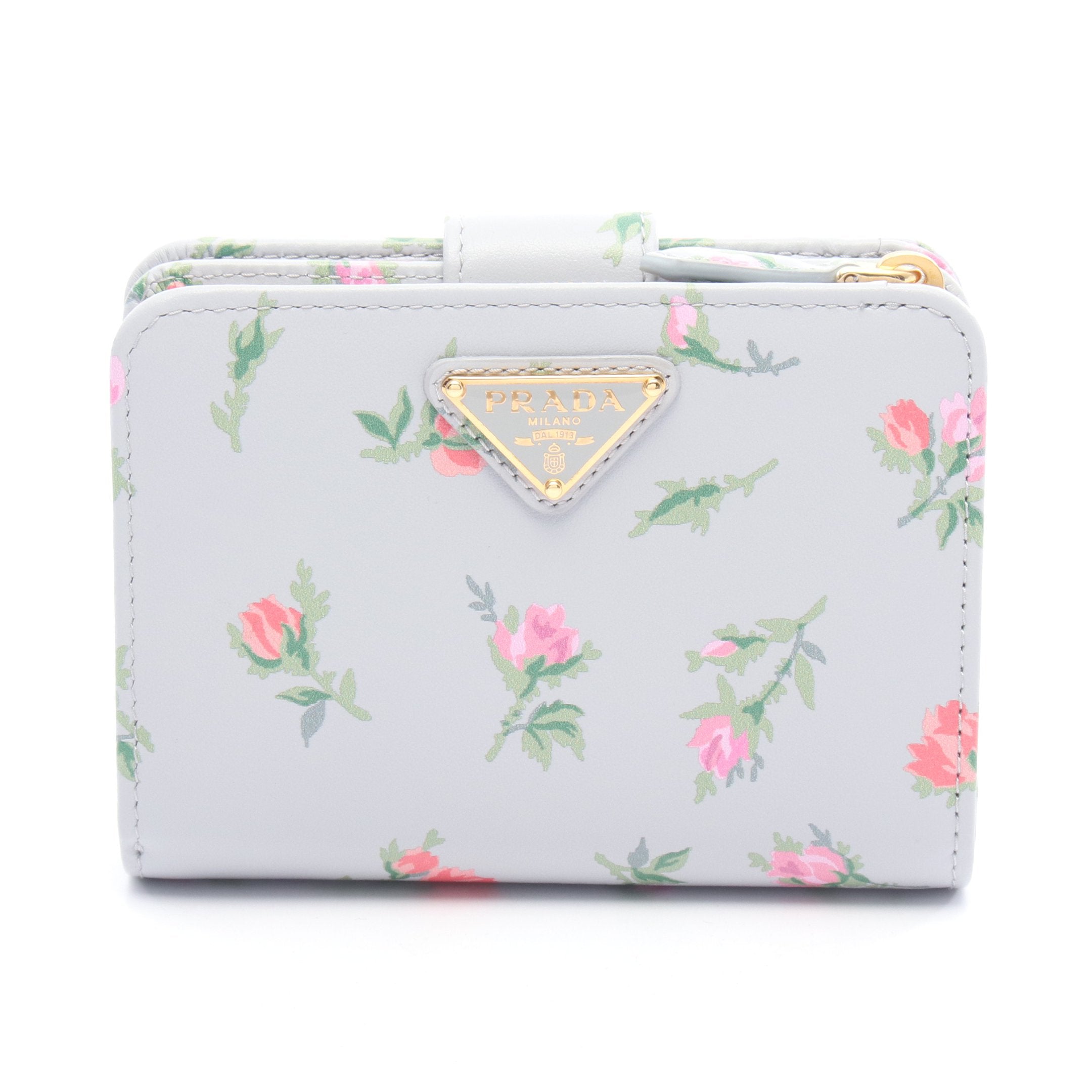 プラダのウィメンズ財布、花柄レザーの三つ折りウォレットや“くすみ