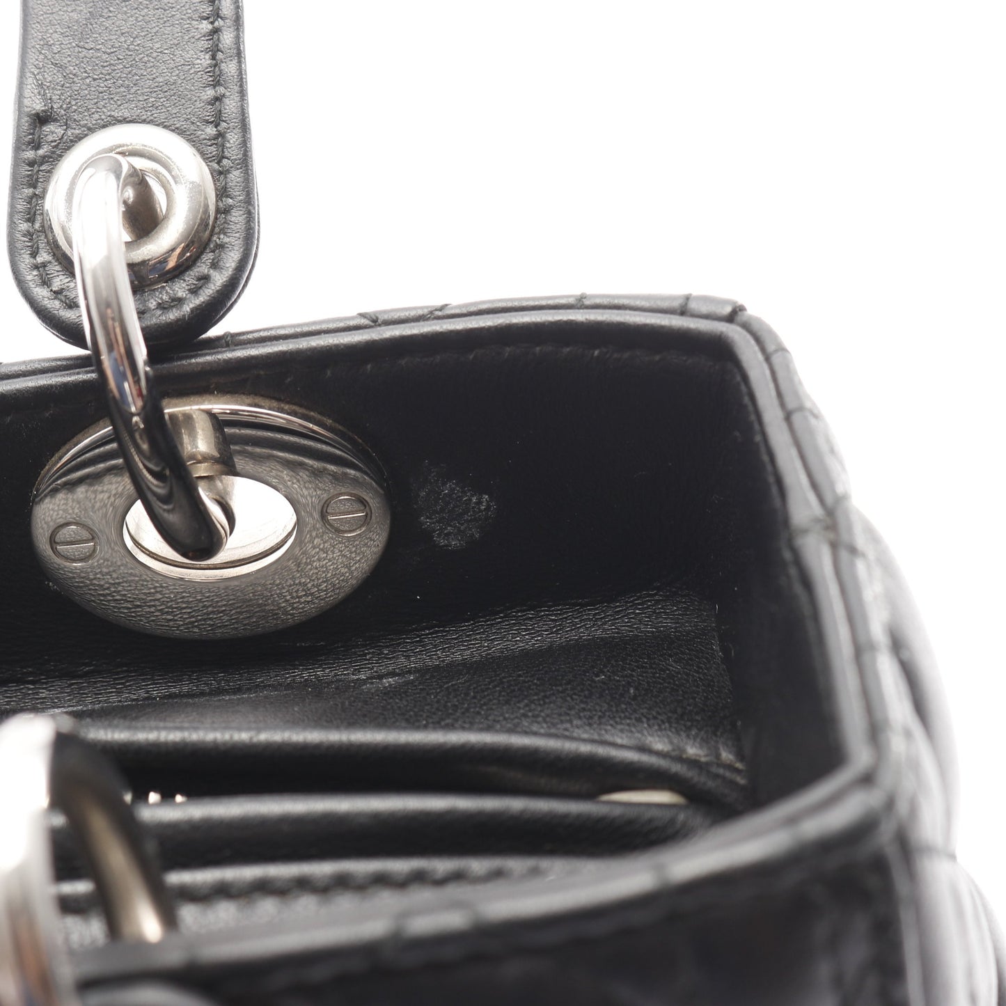 LADY DIOR レディディオール カナージュ ハンドバッグ レザー ブラック 2WAY クリスチャンディオール バッグ Christian Dior