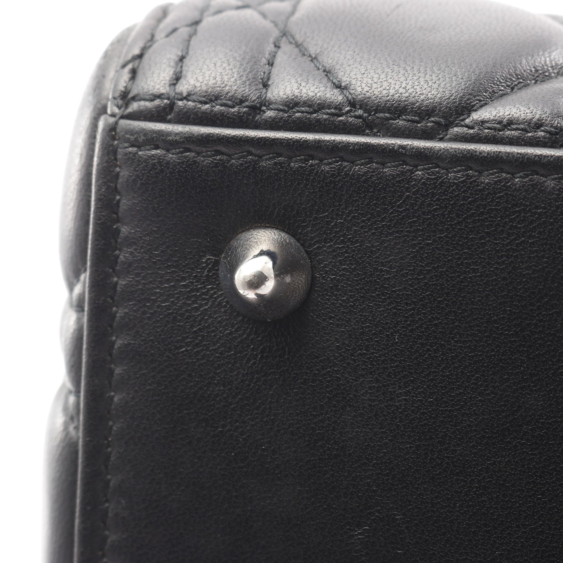 LADY DIOR レディディオール カナージュ ハンドバッグ レザー ブラック 2WAY クリスチャンディオール バッグ Christian Dior