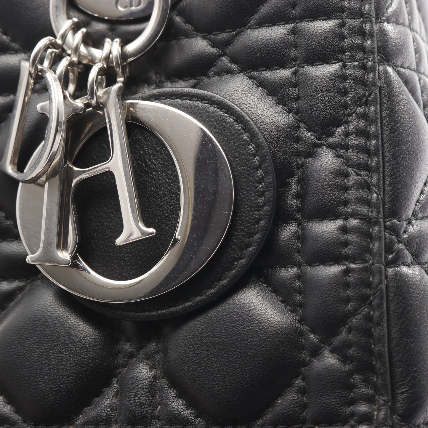 LADY DIOR レディディオール カナージュ ハンドバッグ レザー ブラック 2WAY クリスチャンディオール バッグ Christian Dior
