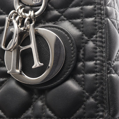 LADY DIOR レディディオール カナージュ ハンドバッグ レザー ブラック 2WAY クリスチャンディオール バッグ Christian Dior