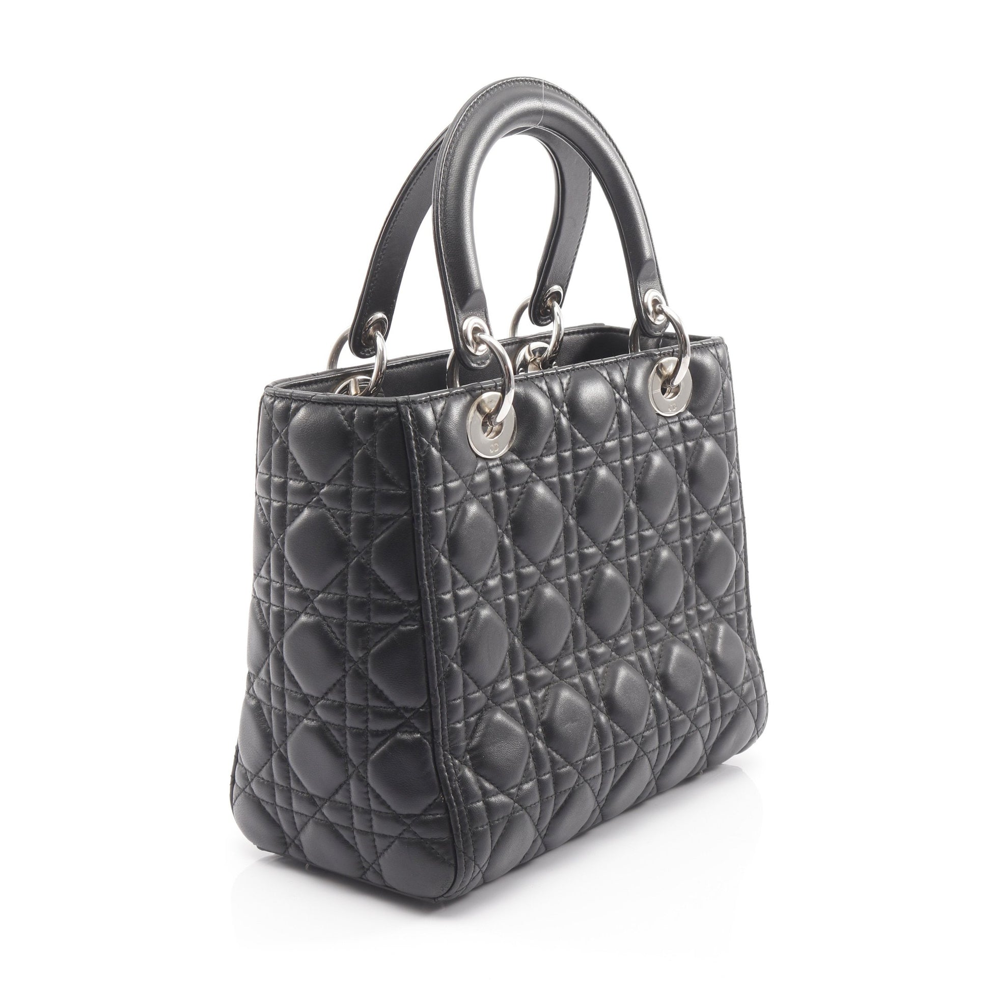 LADY DIOR レディディオール カナージュ ハンドバッグ レザー ブラック 2WAY クリスチャンディオール バッグ Christian Dior