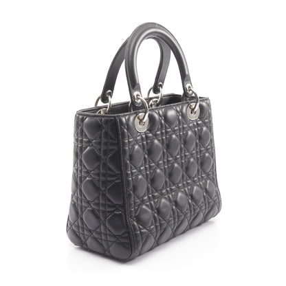 LADY DIOR レディディオール カナージュ ハンドバッグ レザー ブラック 2WAY クリスチャンディオール バッグ Christian Dior