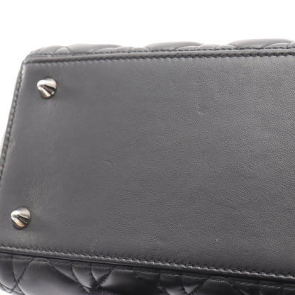 LADY DIOR レディディオール カナージュ ハンドバッグ レザー ブラック 2WAY クリスチャンディオール バッグ Christian Dior