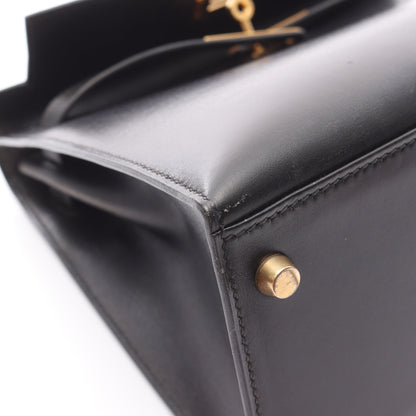 ケリー28 ハンドバッグ ボックスカーフ ブラック ゴールド金具 外縫い 2WAY ○Z刻印 エルメス バッグ HERMES