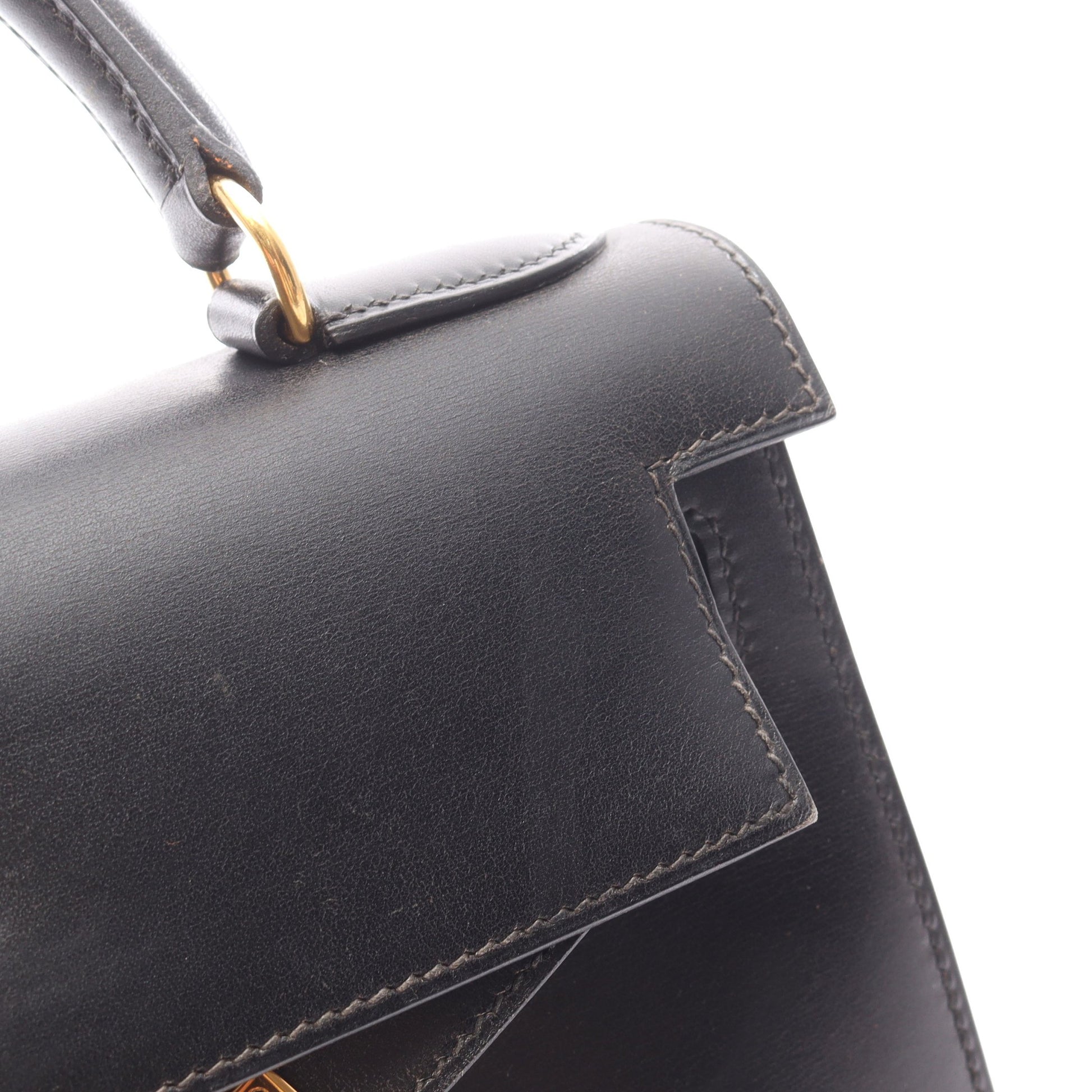 ケリー28 ハンドバッグ ボックスカーフ ブラック ゴールド金具 外縫い 2WAY ○Z刻印 エルメス バッグ HERMES