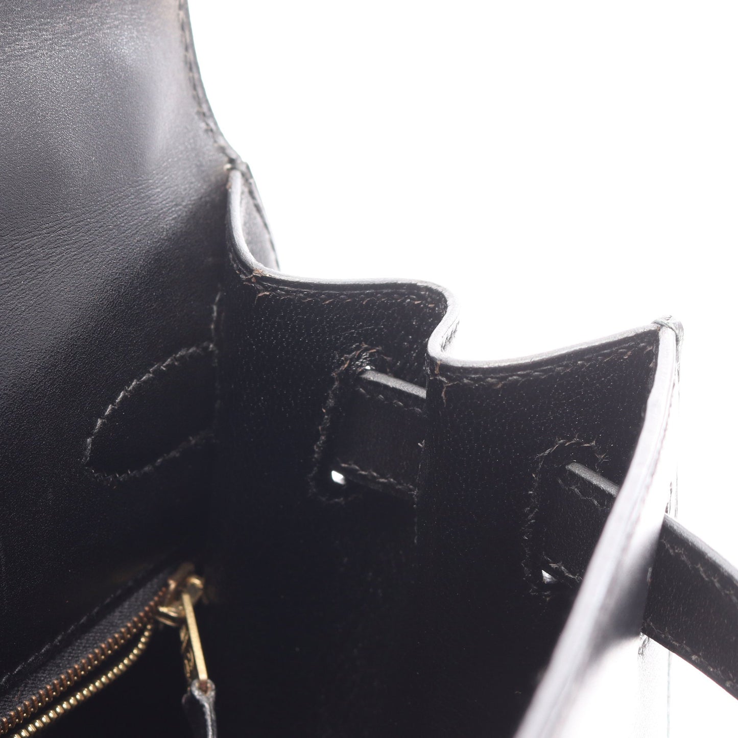 ケリー28 ハンドバッグ ボックスカーフ ブラック ゴールド金具 外縫い 2WAY ○Z刻印 エルメス バッグ HERMES