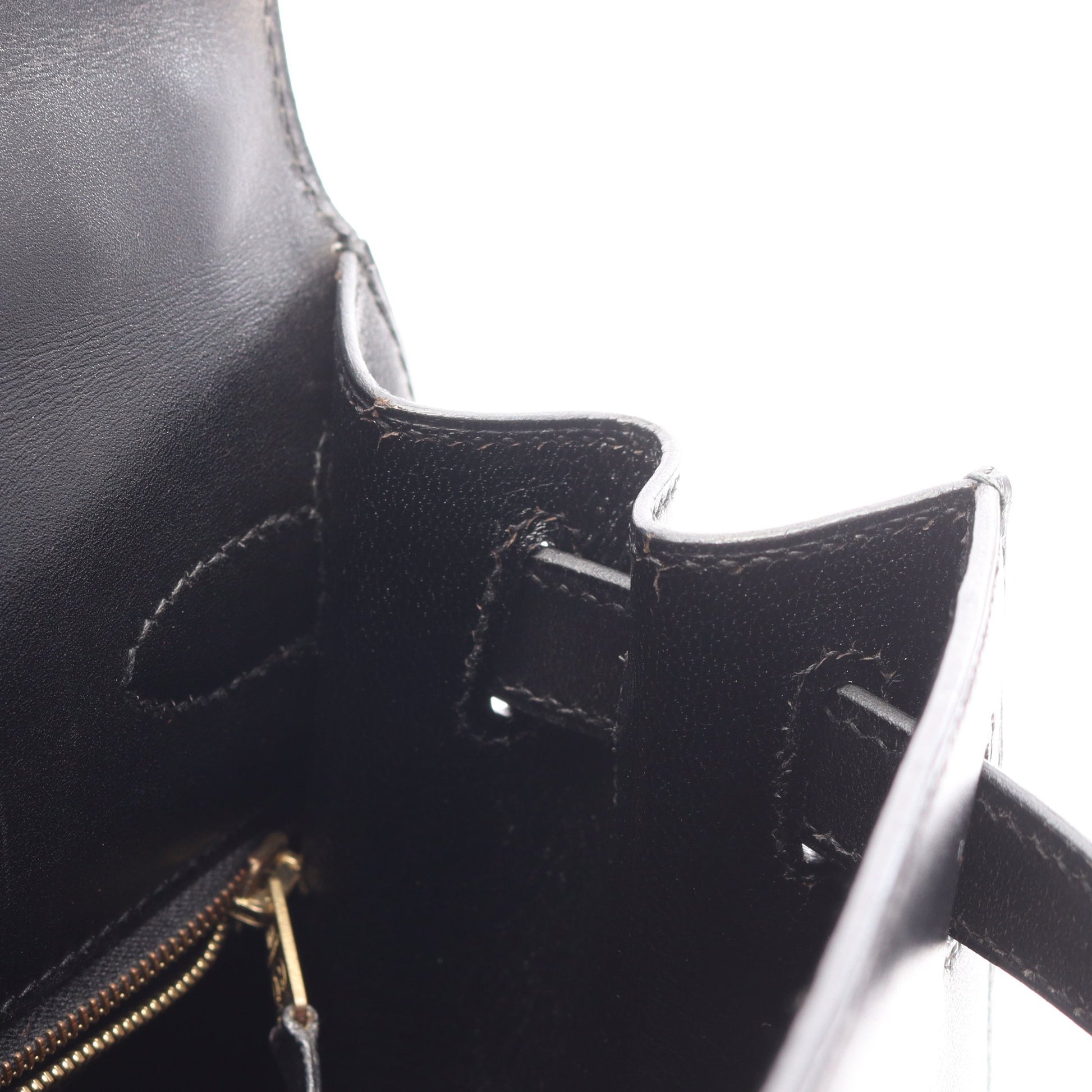 ケリー28 ハンドバッグ ボックスカーフ ブラック ゴールド金具 外縫い 2WAY ○Z刻印 エルメス バッグ HERMES