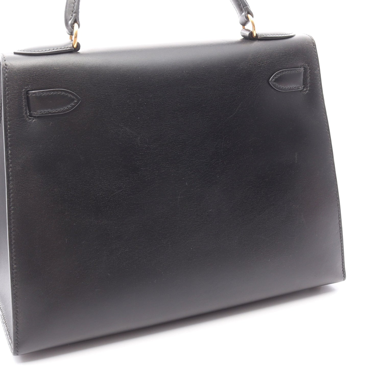 ケリー28 ハンドバッグ ボックスカーフ ブラック ゴールド金具 外縫い 2WAY ○Z刻印 エルメス バッグ HERMES