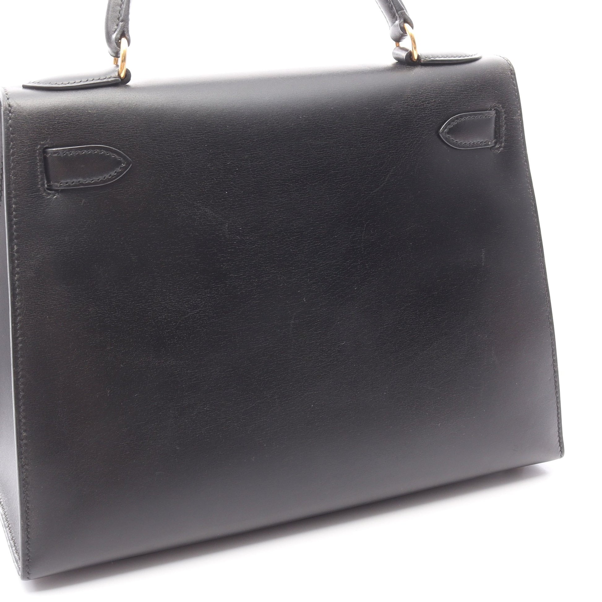ケリー28 ハンドバッグ ボックスカーフ ブラック ゴールド金具 外縫い 2WAY ○Z刻印 エルメス バッグ HERMES
