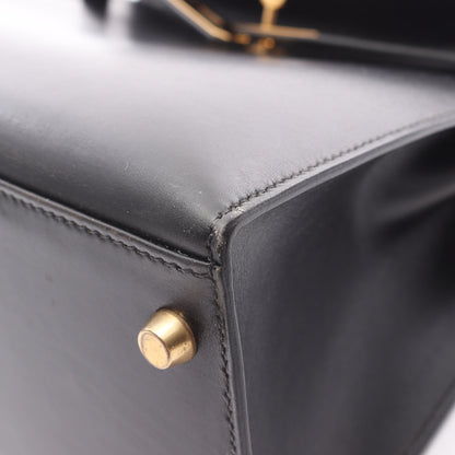 ケリー28 ハンドバッグ ボックスカーフ ブラック ゴールド金具 外縫い 2WAY ○Z刻印 エルメス バッグ HERMES