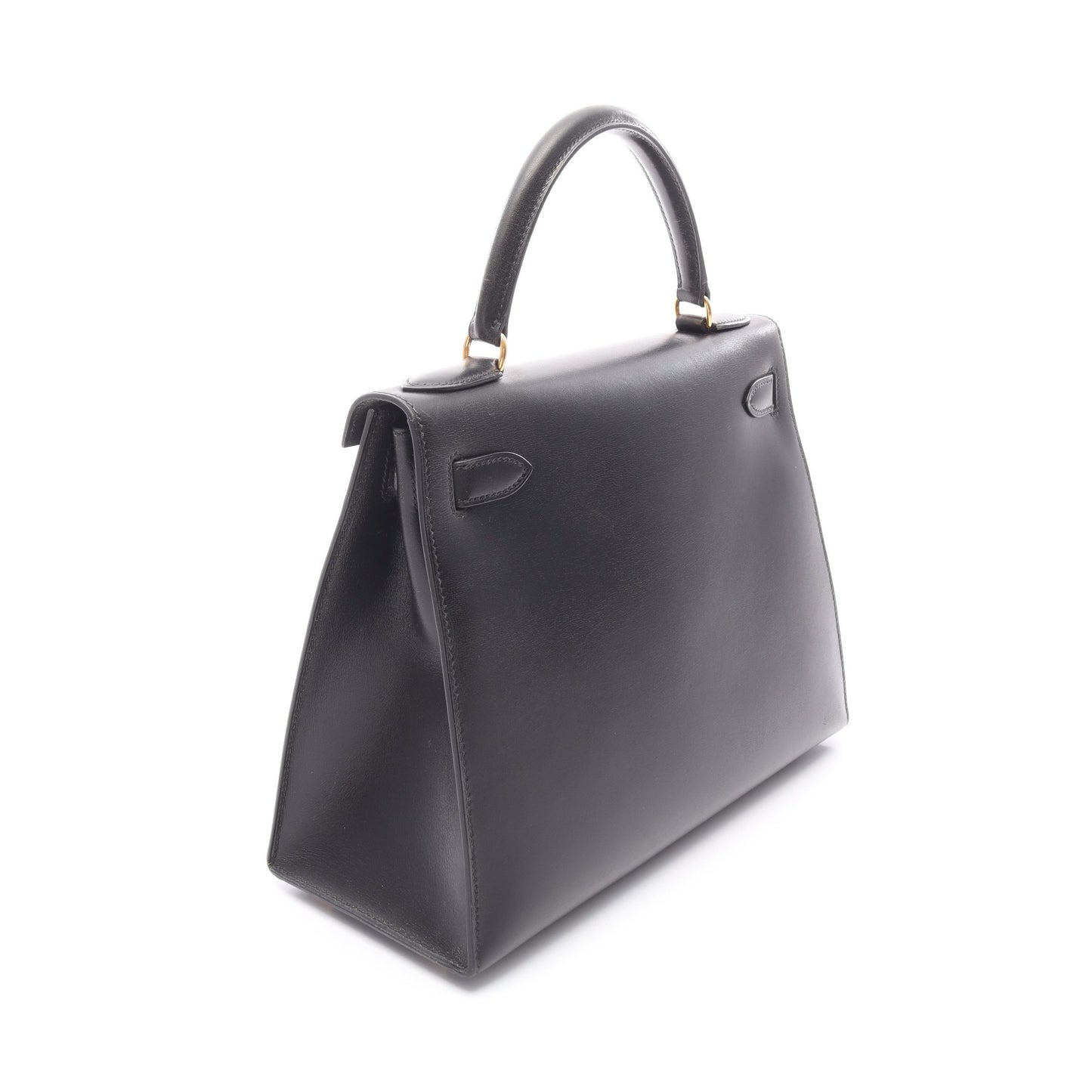 ケリー28 ハンドバッグ ボックスカーフ ブラック ゴールド金具 外縫い 2WAY ○Z刻印 エルメス バッグ HERMES
