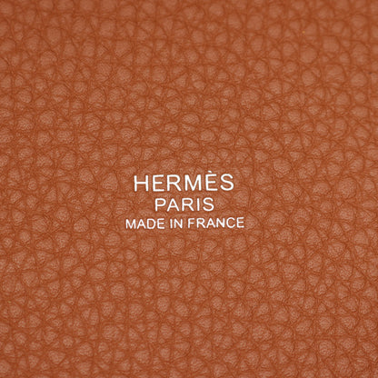 ピコタンロックMM ゴールド ハンドバッグ トリヨンクレマンス ブラウン シルバー金具 K刻印 エルメス バッグ HERMES