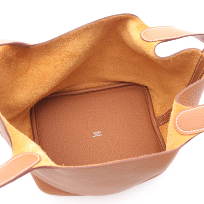 ピコタンロックMM ゴールド ハンドバッグ トリヨンクレマンス ブラウン シルバー金具 K刻印 エルメス バッグ HERMES