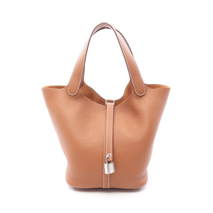 ピコタンロックMM ゴールド ハンドバッグ トリヨンクレマンス ブラウン シルバー金具 K刻印 エルメス バッグ HERMES