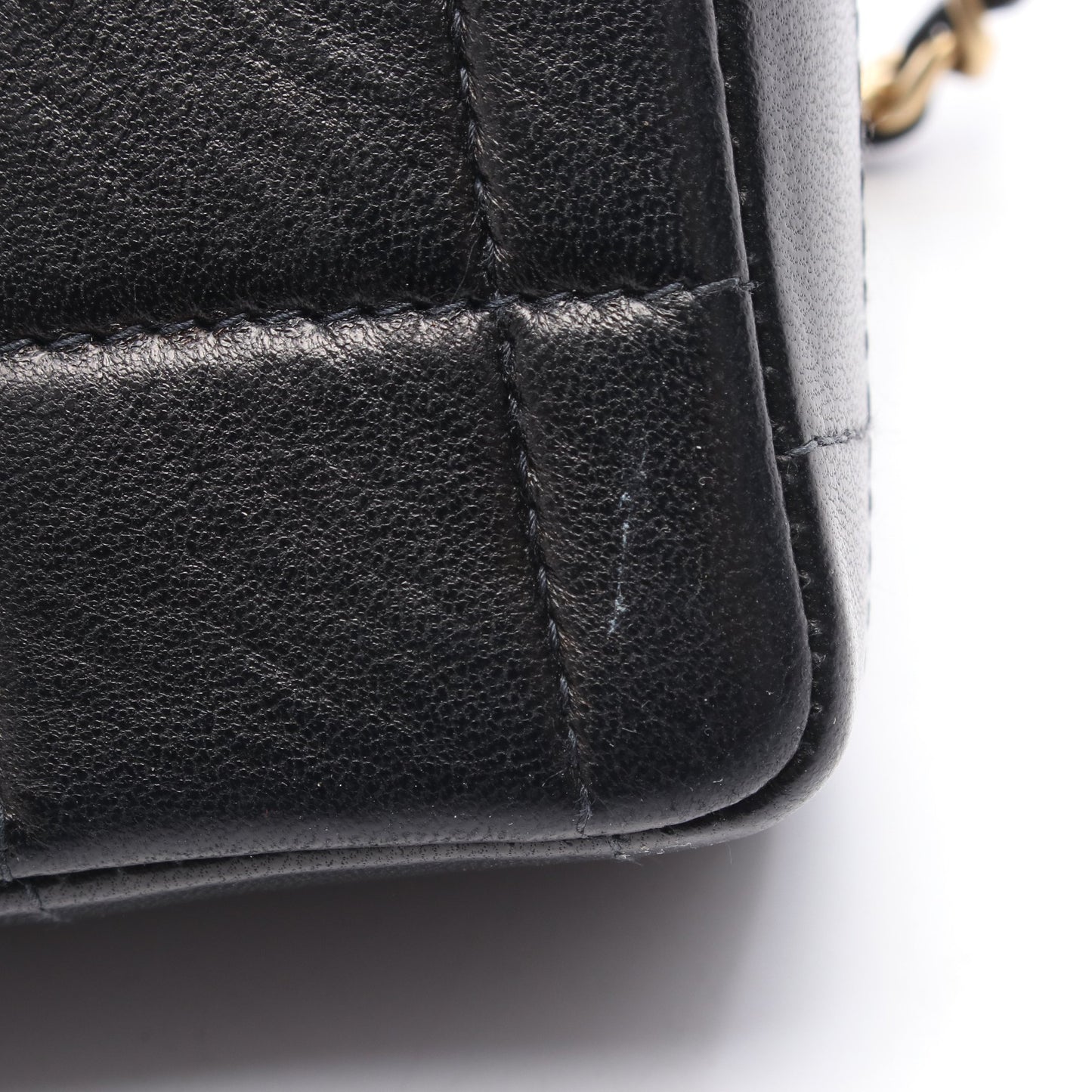 チョコバー チェーンショルダーバッグ ラムスキン ブラック シルバー金具 シャネル バッグ CHANEL