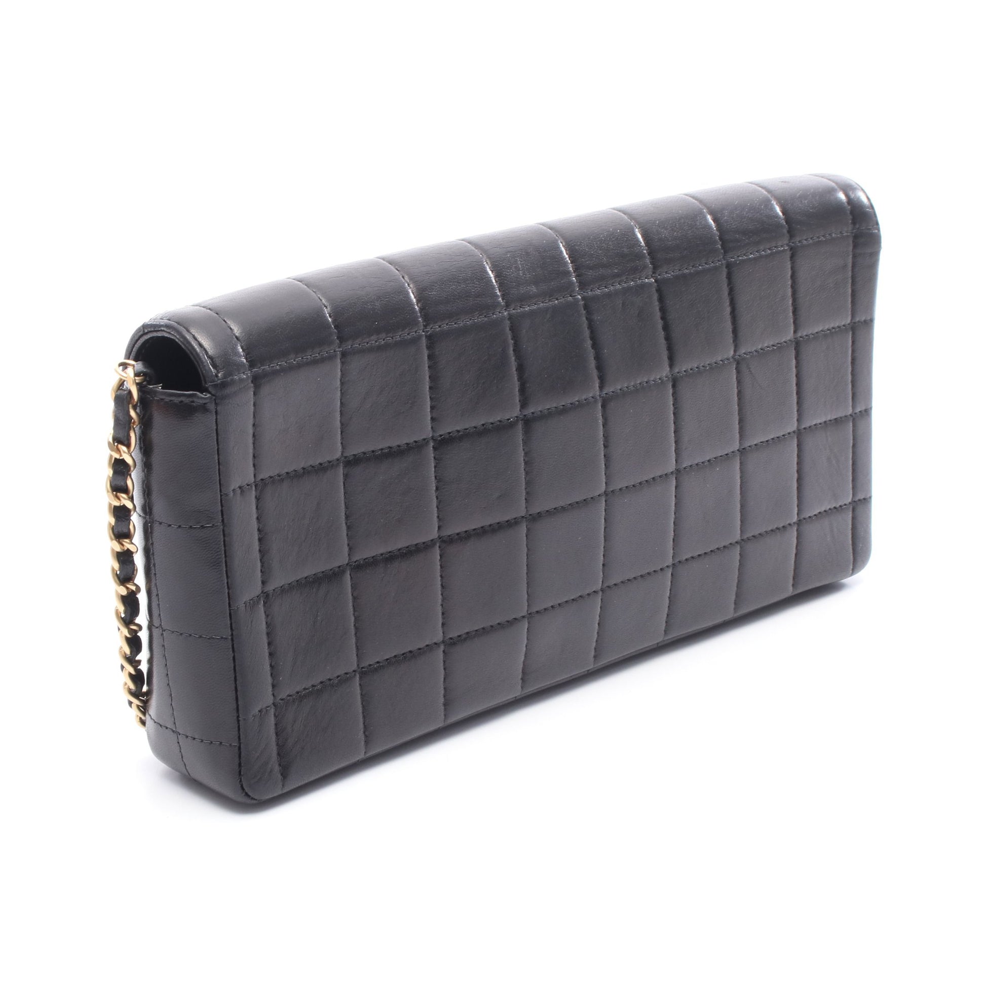 チョコバー チェーンショルダーバッグ ラムスキン ブラック シルバー金具 シャネル バッグ CHANEL