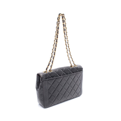 マトラッセ チェーンショルダーバッグ ラムスキン ブラック ゴールド金具 シャネル バッグ CHANEL