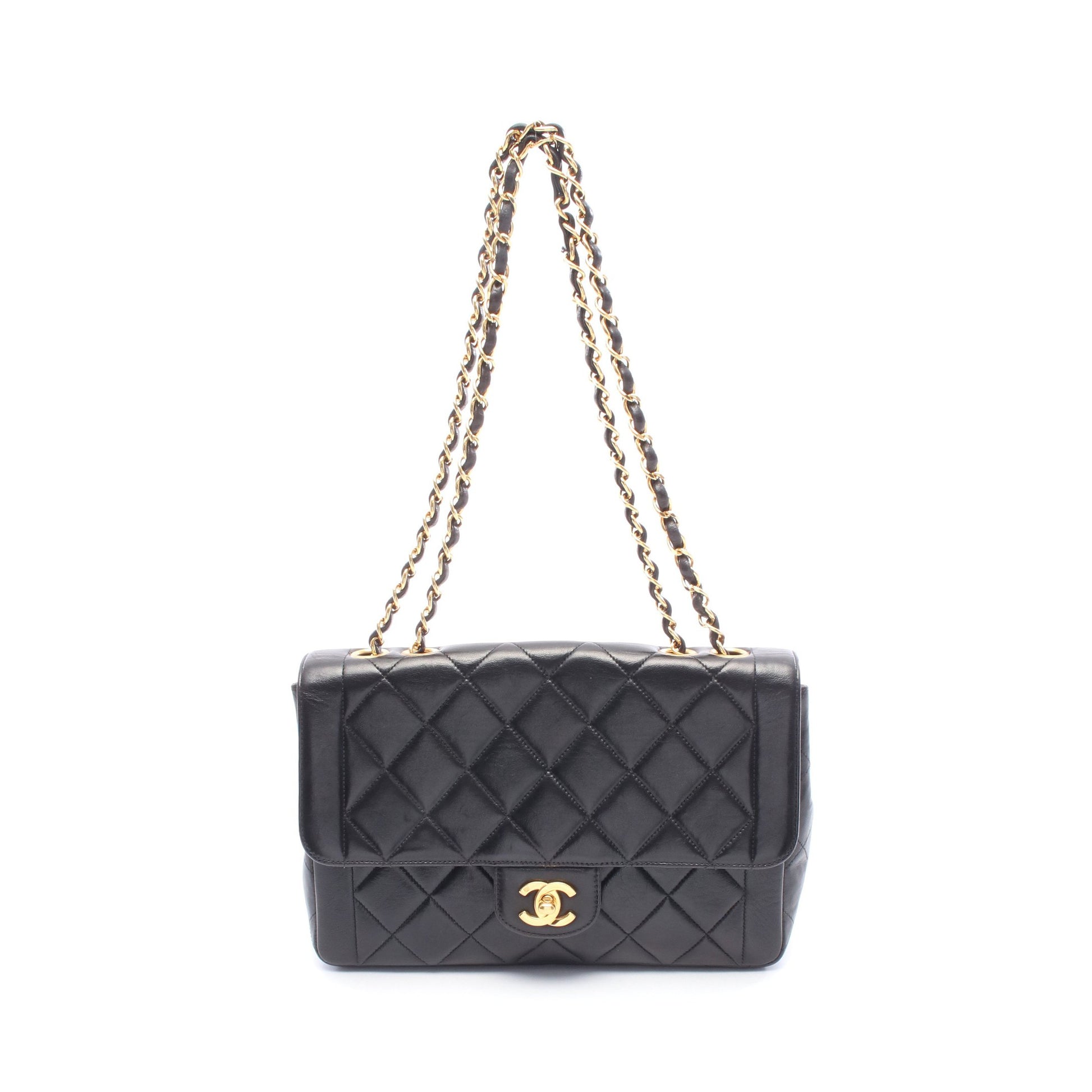 マトラッセ チェーンショルダーバッグ ラムスキン ブラック ゴールド金具 シャネル バッグ CHANEL