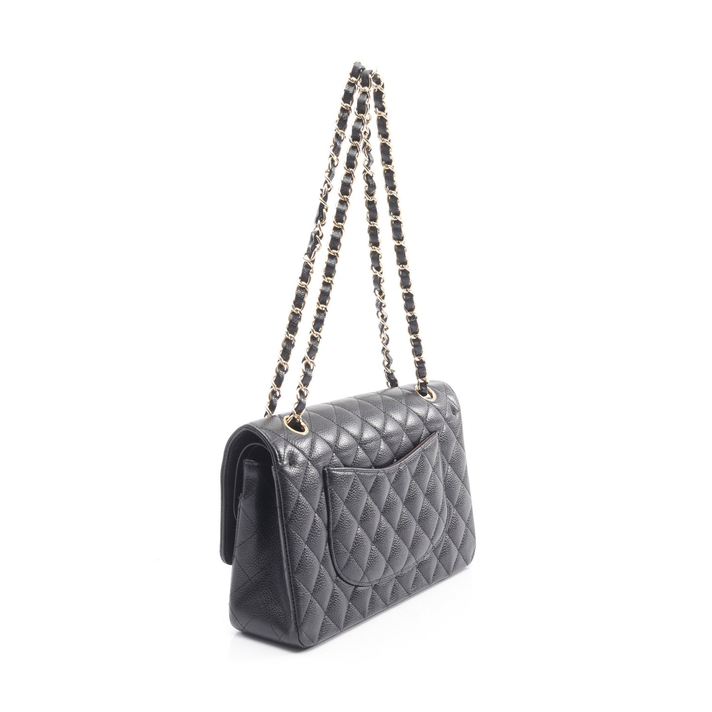 マトラッセ Wフラップ Wチェーンショルダーバッグ キャビアスキン ブラック ゴールド金具 シャネル バッグ CHANEL