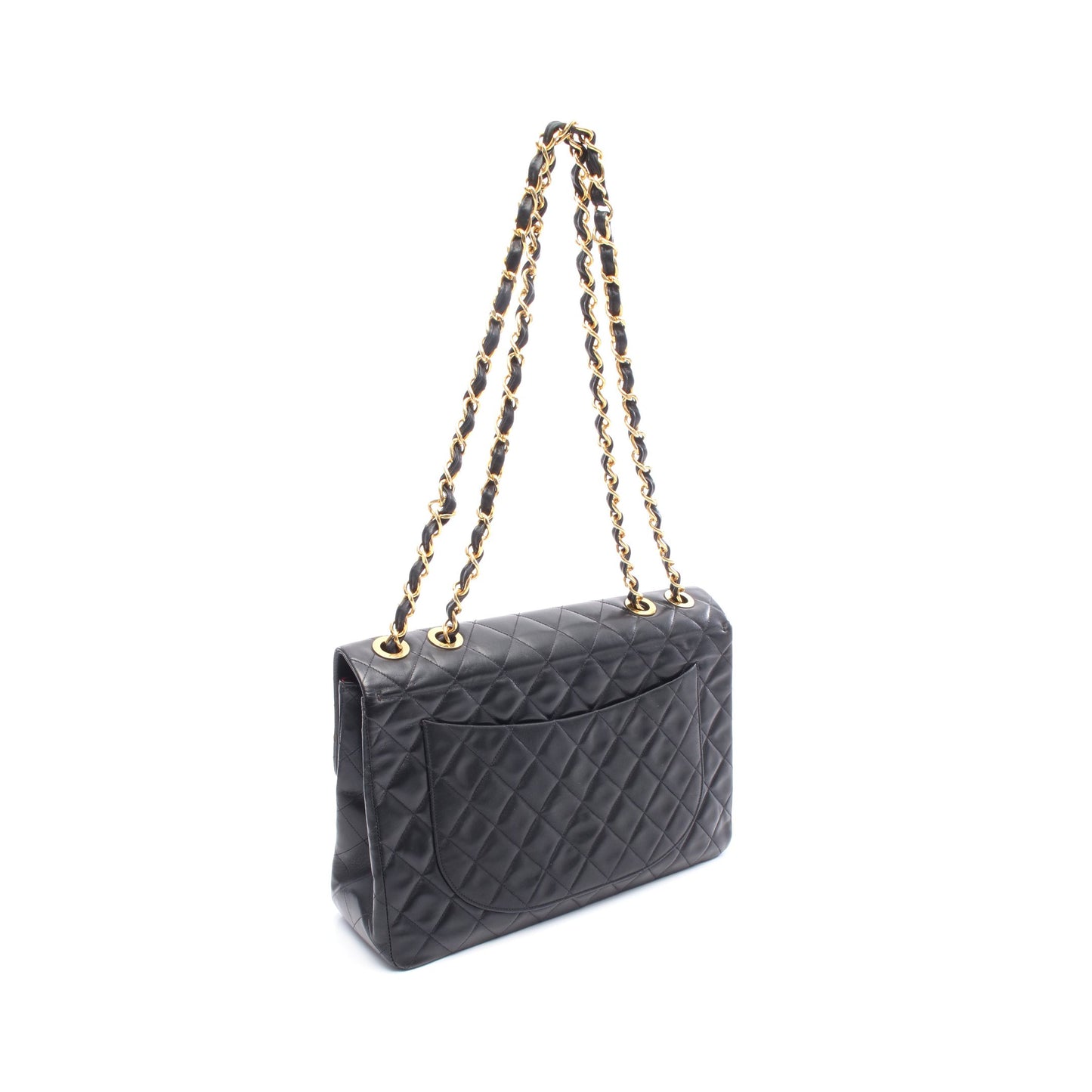 デカマトラッセ34 シングルフラップ Wチェーンショルダーバッグ ラムスキン ブラック ゴールド金具 シャネル バッグ CHANEL