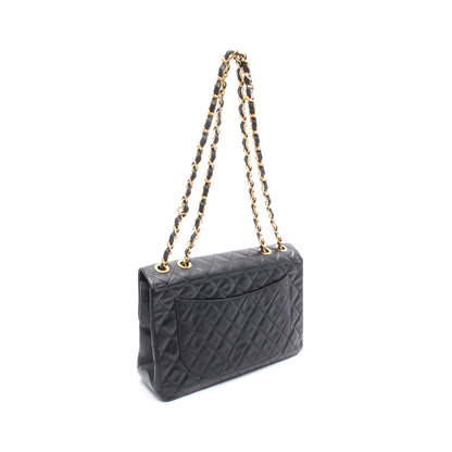 デカマトラッセ34 シングルフラップ Wチェーンショルダーバッグ ラムスキン ブラック ゴールド金具 シャネル バッグ CHANEL