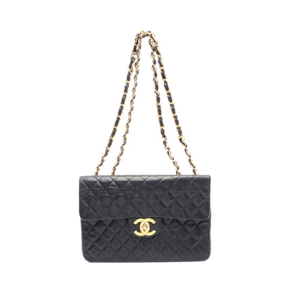 デカマトラッセ34 シングルフラップ Wチェーンショルダーバッグ ラムスキン ブラック ゴールド金具 シャネル バッグ CHANEL