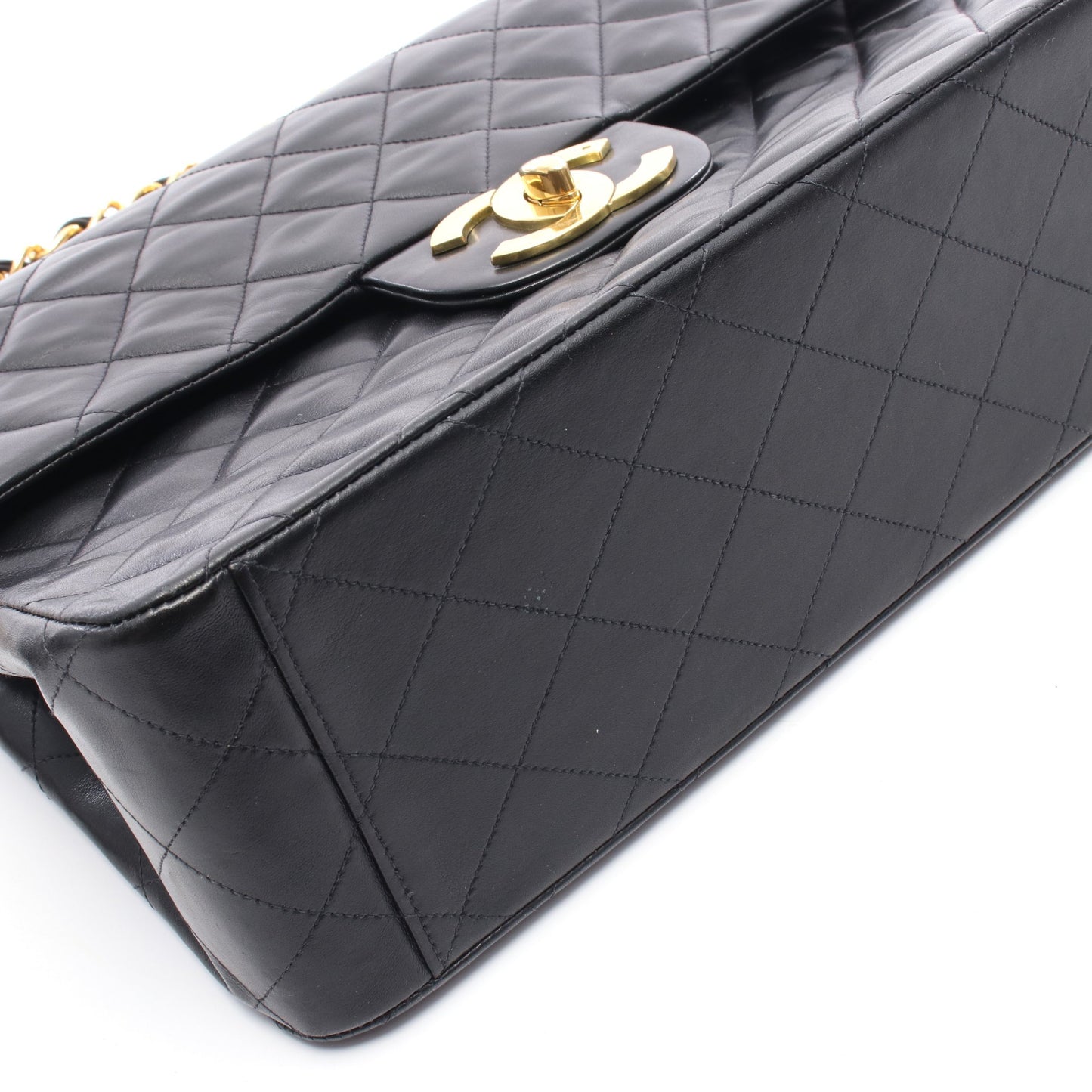 デカマトラッセ34 シングルフラップ Wチェーンショルダーバッグ ラムスキン ブラック ゴールド金具 シャネル バッグ CHANEL