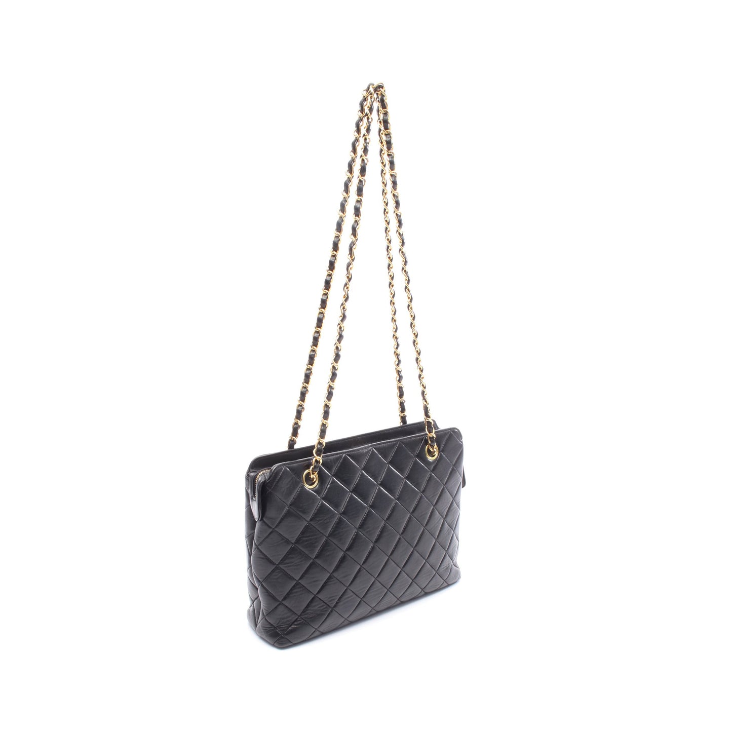 マトラッセ チェーンショルダーバッグ ラムスキン ブラック ゴールド金具 シャネル バッグ CHANEL
