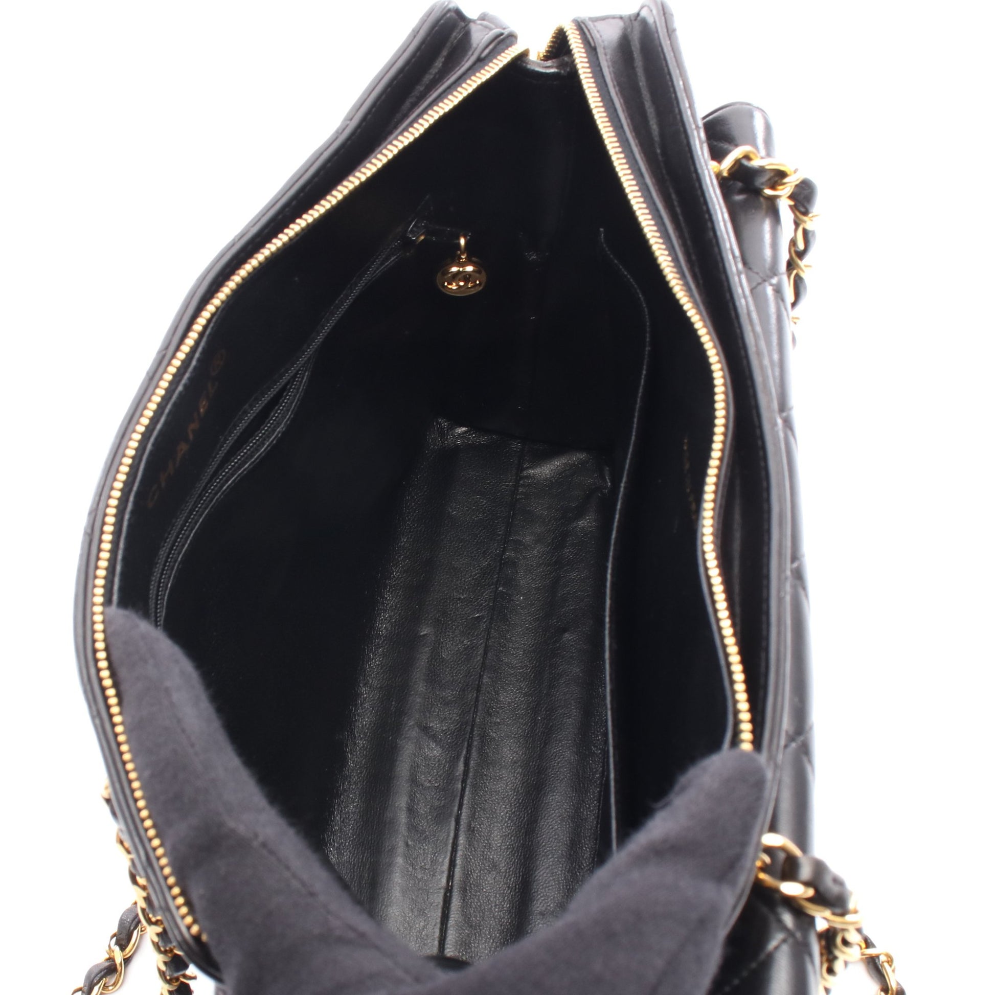 マトラッセ チェーンショルダーバッグ ラムスキン ブラック ゴールド金具 シャネル バッグ CHANEL