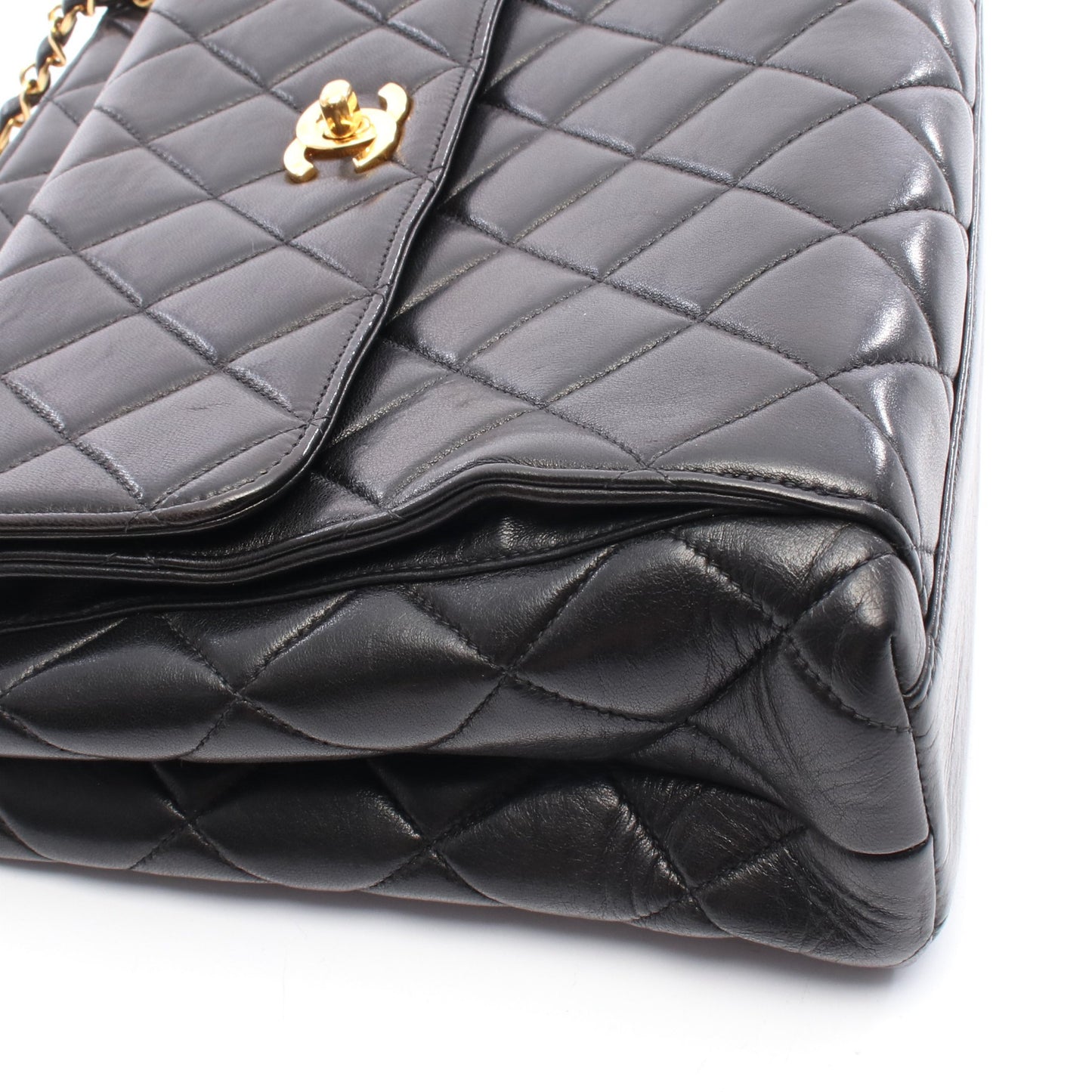 マトラッセ チェーンショルダーバッグ ラムスキン ブラック ゴールド金具 シャネル バッグ CHANEL