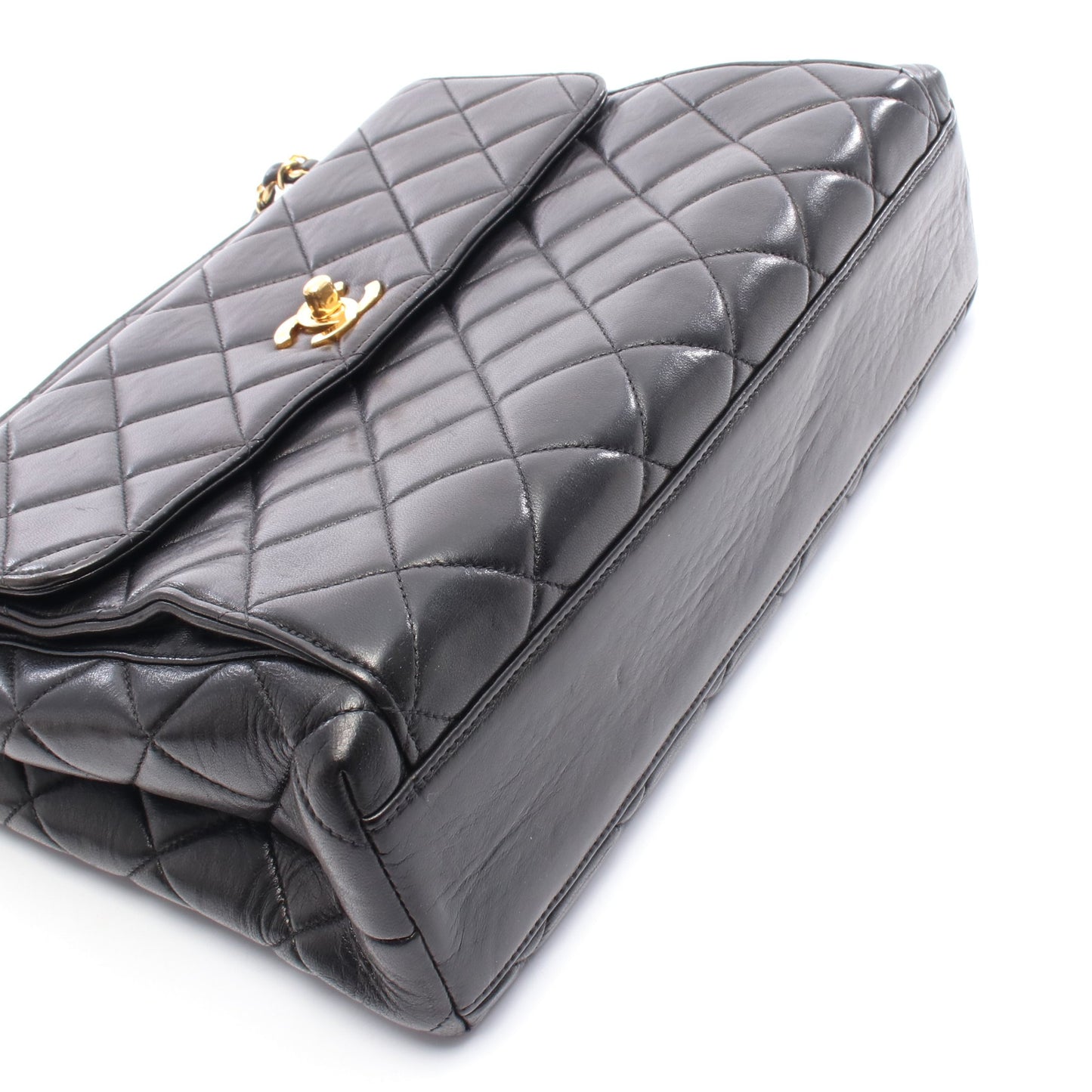 マトラッセ チェーンショルダーバッグ ラムスキン ブラック ゴールド金具 シャネル バッグ CHANEL