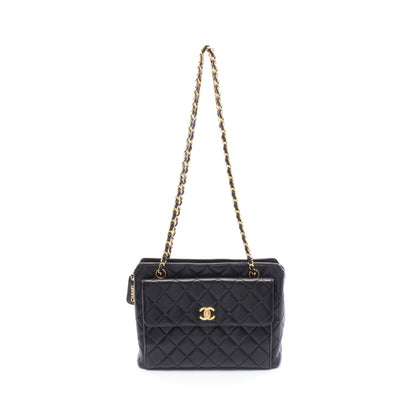 マトラッセ チェーンショルダーバッグ ラムスキン ブラック ゴールド金具 シャネル バッグ CHANEL