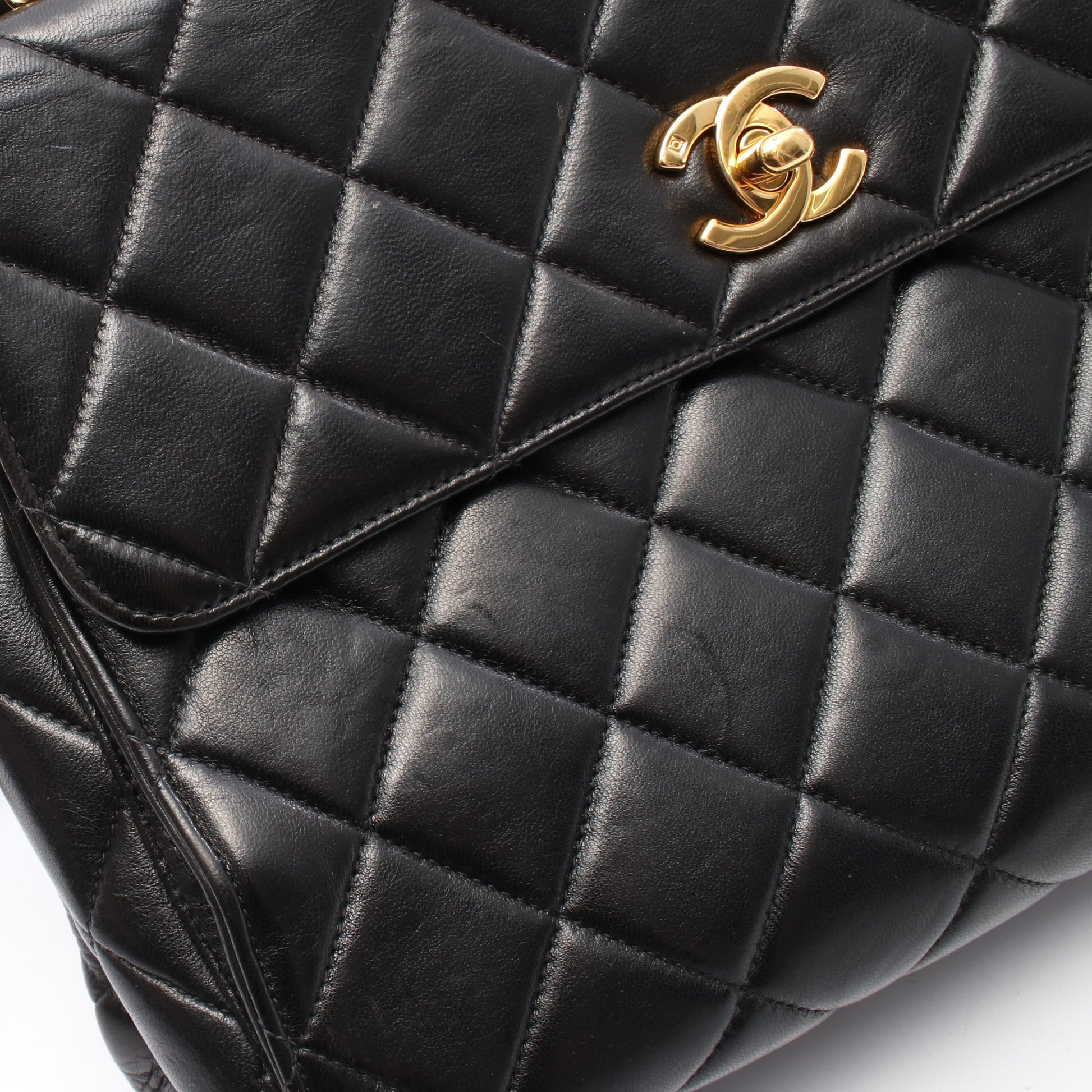 マトラッセ チェーンショルダーバッグ ラムスキン ブラック ゴールド金具 シャネル バッグ CHANEL