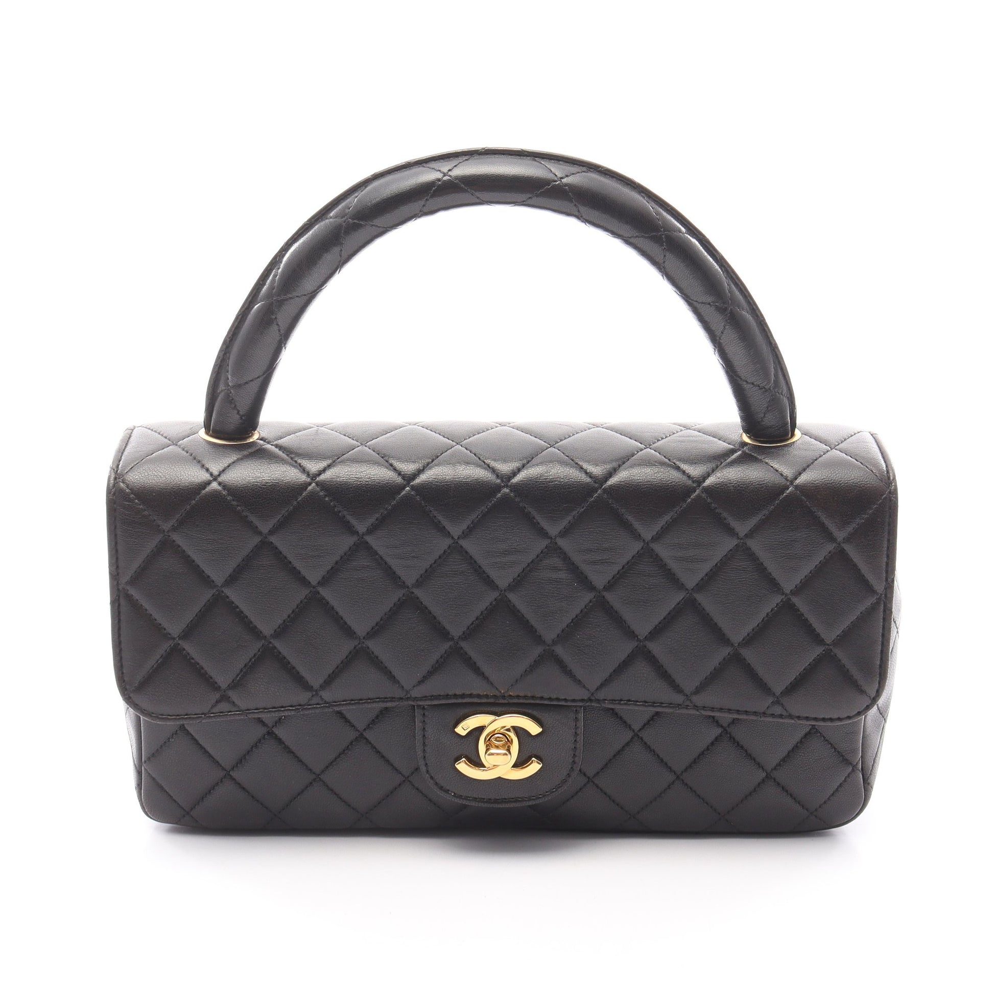 マトラッセ 親子バッグ ハンドバッグ ラムスキン ブラック ゴールド金具 シャネル バッグ CHANEL