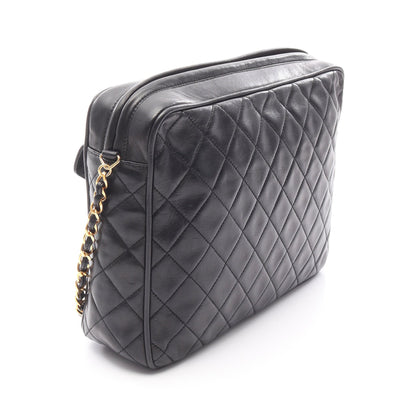 マトラッセ フリンジ チェーンショルダーバッグ ラムスキン ブラック ゴールド金具 シャネル バッグ CHANEL
