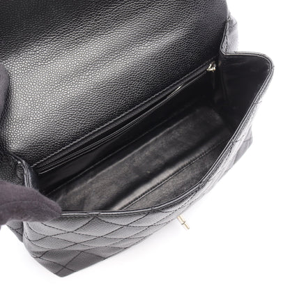 マトラッセ トップハンドル ハンドバッグ キャビアスキン ブラック シルバー金具 シャネル バッグ CHANEL