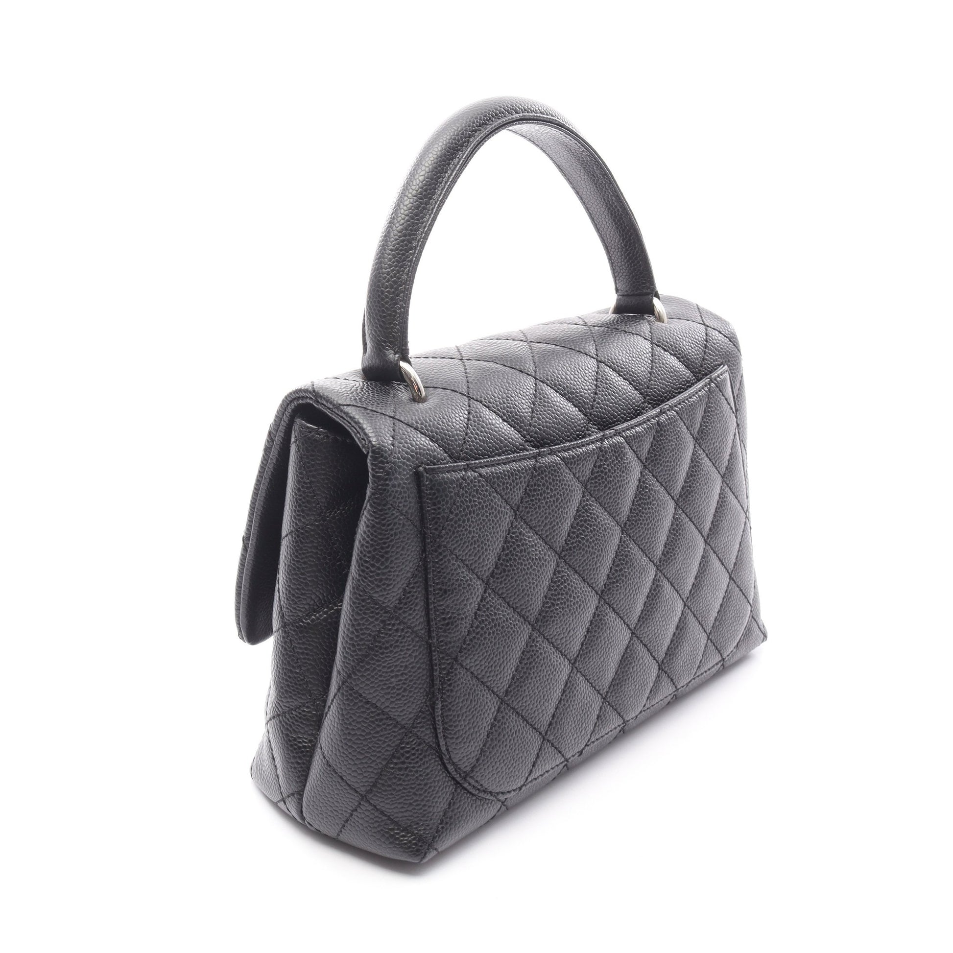 マトラッセ トップハンドル ハンドバッグ キャビアスキン ブラック シルバー金具 シャネル バッグ CHANEL
