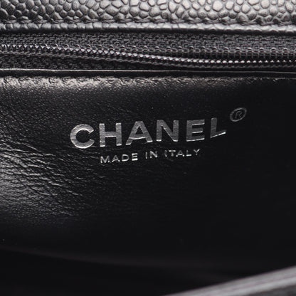 マトラッセ トップハンドル ハンドバッグ キャビアスキン ブラック シルバー金具 シャネル バッグ CHANEL