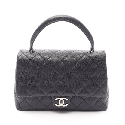 マトラッセ トップハンドル ハンドバッグ キャビアスキン ブラック シルバー金具 シャネル バッグ CHANEL