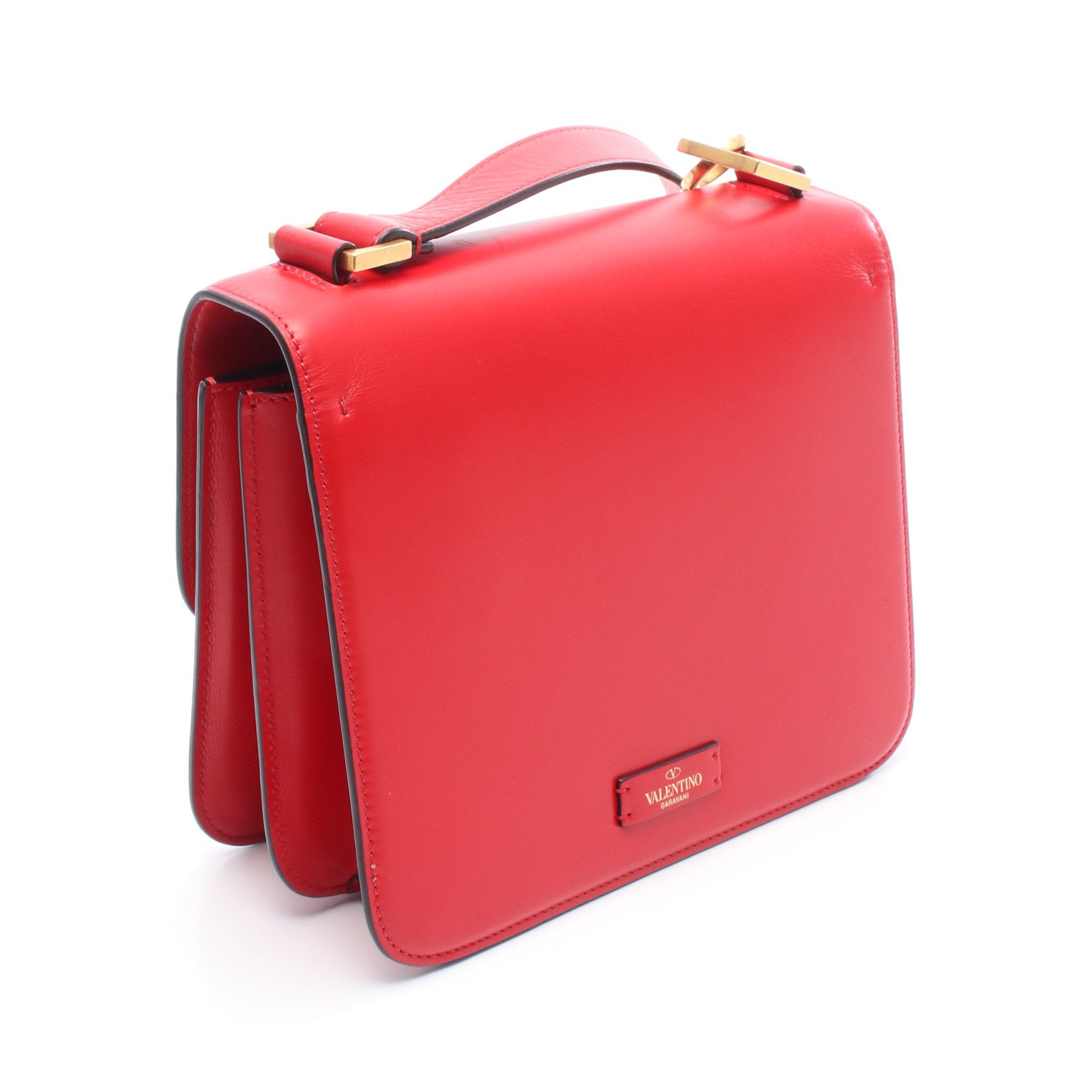 Vスリング チェーンショルダーバッグ レザー レッド ヴァレンティノ