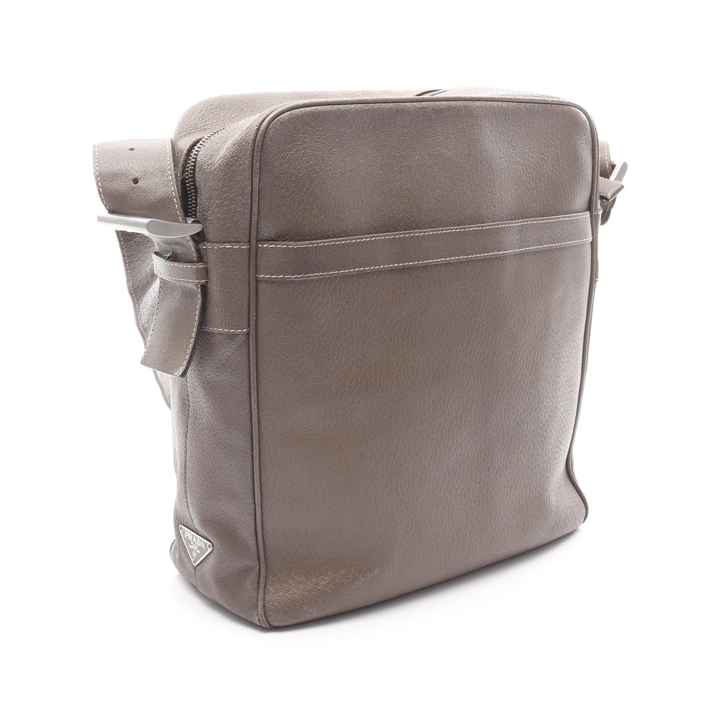 TESSUTO + VERNI ショルダーバッグ レザー グレーブラウン プラダ バッグ PRADA