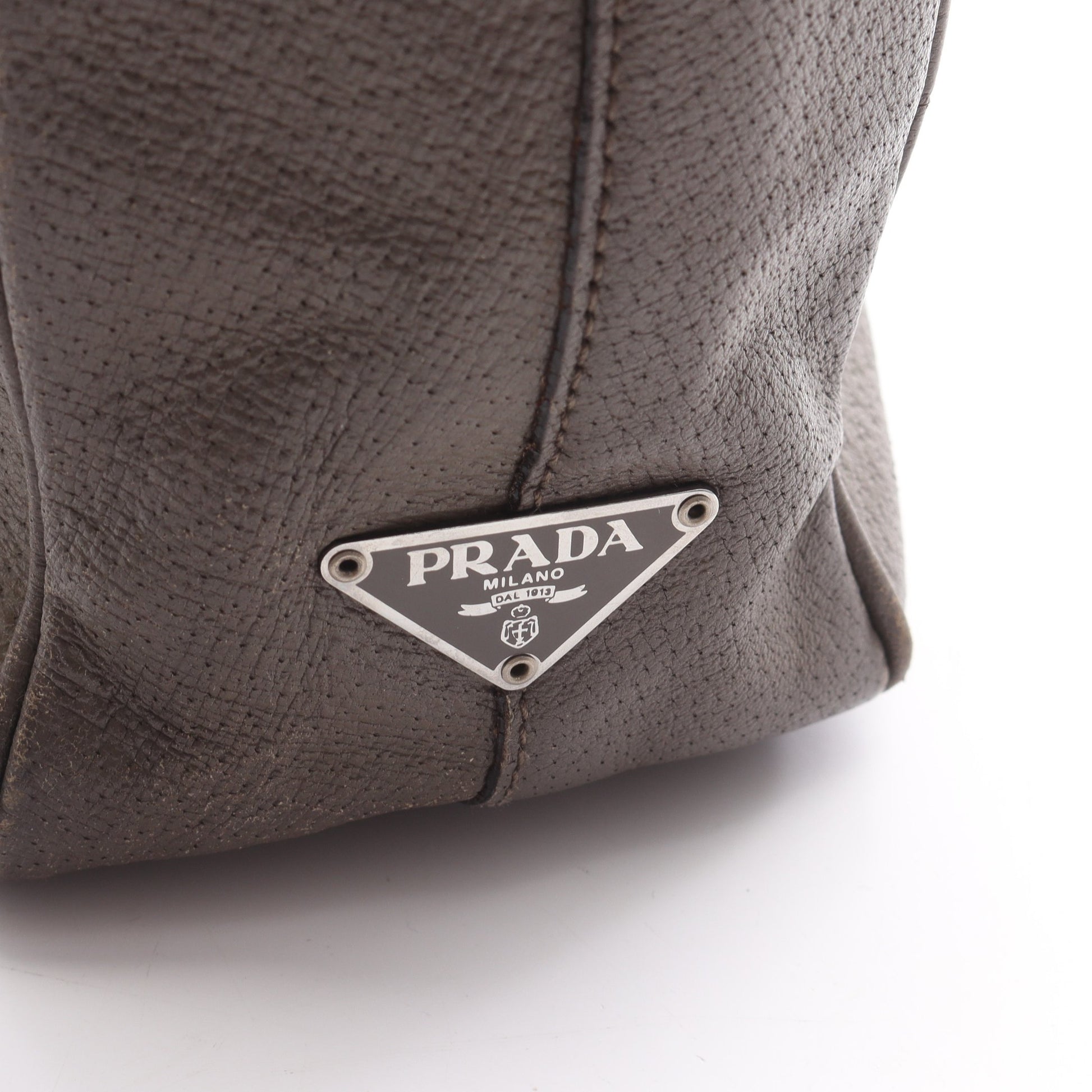 TESSUTO + VERNI ショルダーバッグ レザー グレーブラウン プラダ バッグ PRADA
