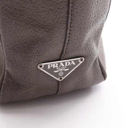 TESSUTO + VERNI ショルダーバッグ レザー グレーブラウン プラダ バッグ PRADA