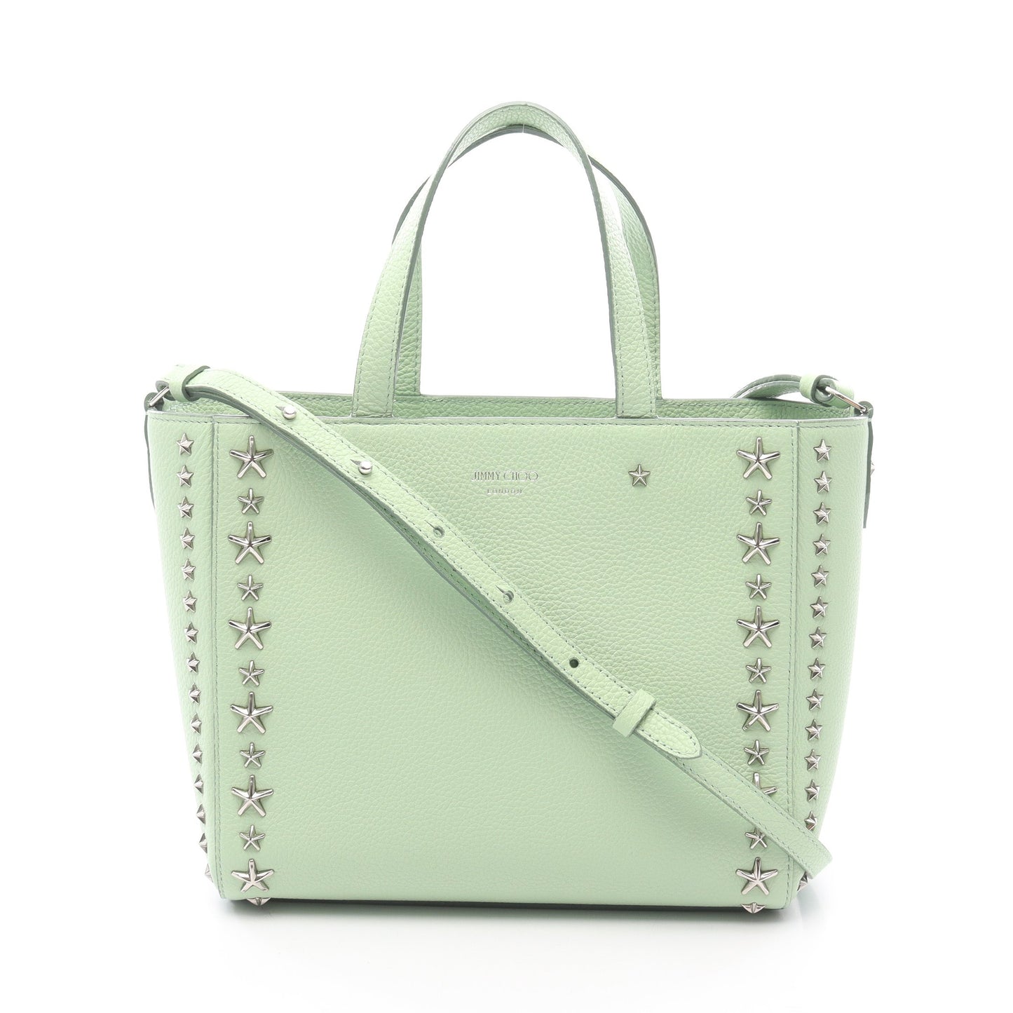 PEGASI ハンドバッグ レザー ライトグリーン スタースタッズ 2WAY ジミーチュウ バッグ JIMMY CHOO