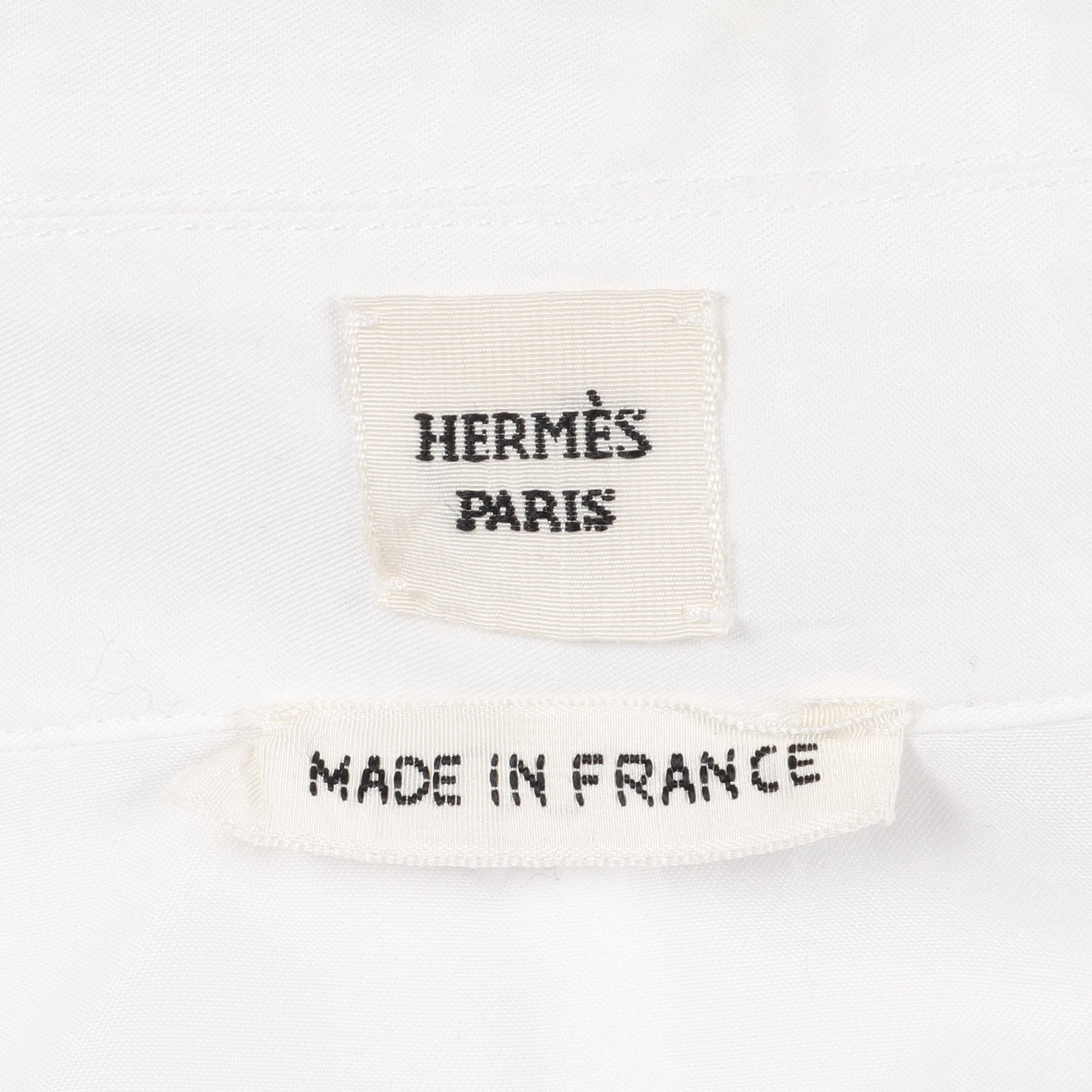 セリエボタン ジップアップ シャツ 長袖 コットン ホワイト エルメス トップス HERMES