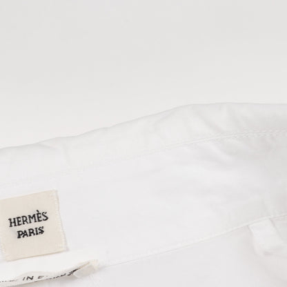 セリエボタン ジップアップ シャツ 長袖 コットン ホワイト エルメス トップス HERMES