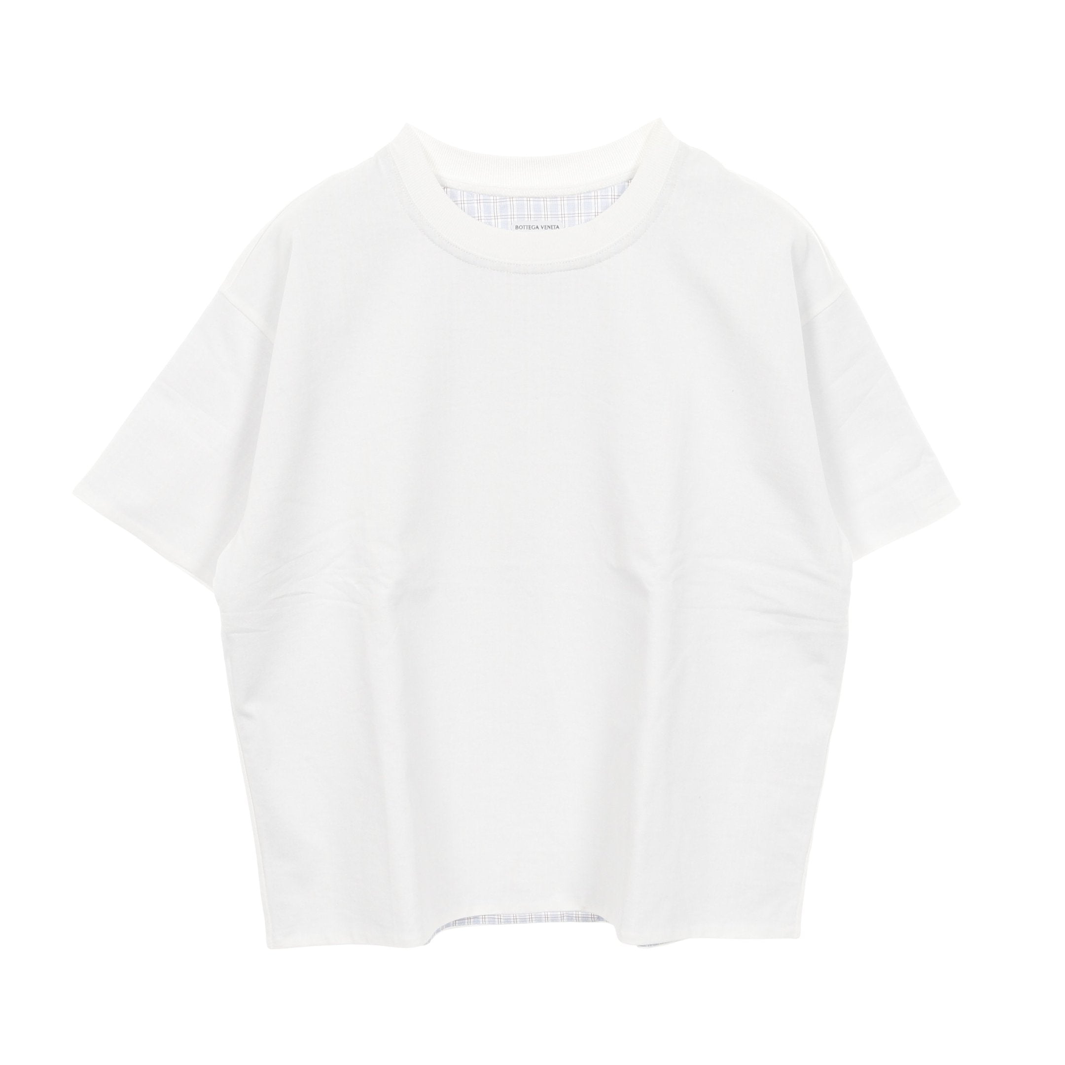 ダブルレイヤー Tシャツ クルーネック 半袖 チェック コットン