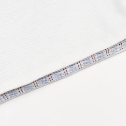 ダブルレイヤー Tシャツ クルーネック 半袖 チェック コットン ホワイト ボッテガヴェネタ トップス BOTTEGA VENETA