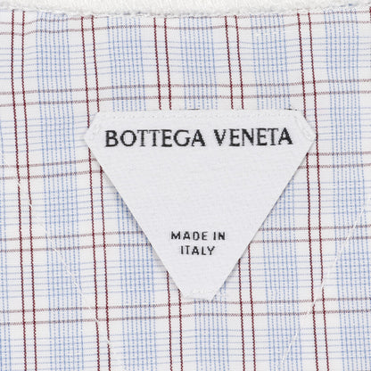 ダブルレイヤー Tシャツ クルーネック 半袖 チェック コットン ホワイト ボッテガヴェネタ トップス BOTTEGA VENETA